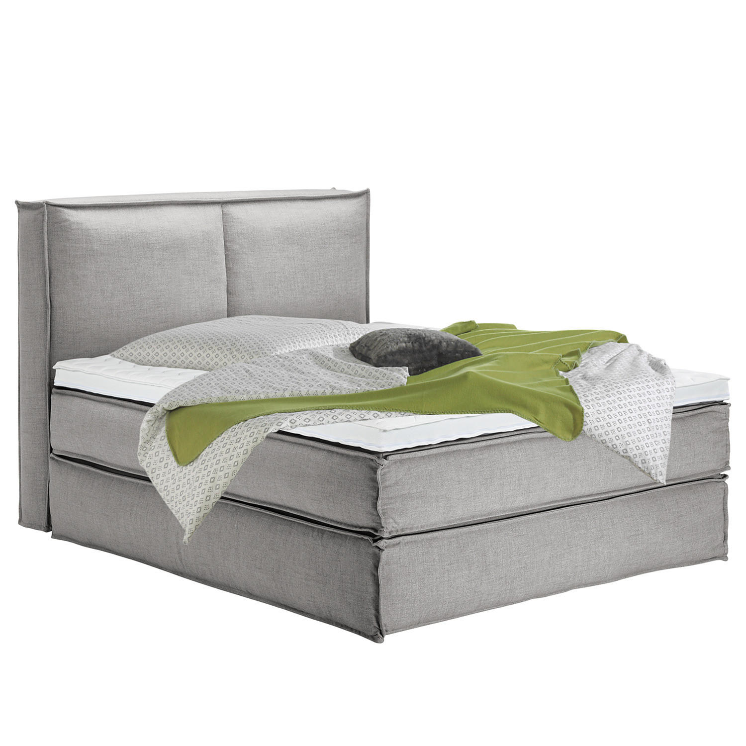 BOXSPRINGBETT mit Kopfteil - Premium - Grau, Textil (160/220cm) - home24