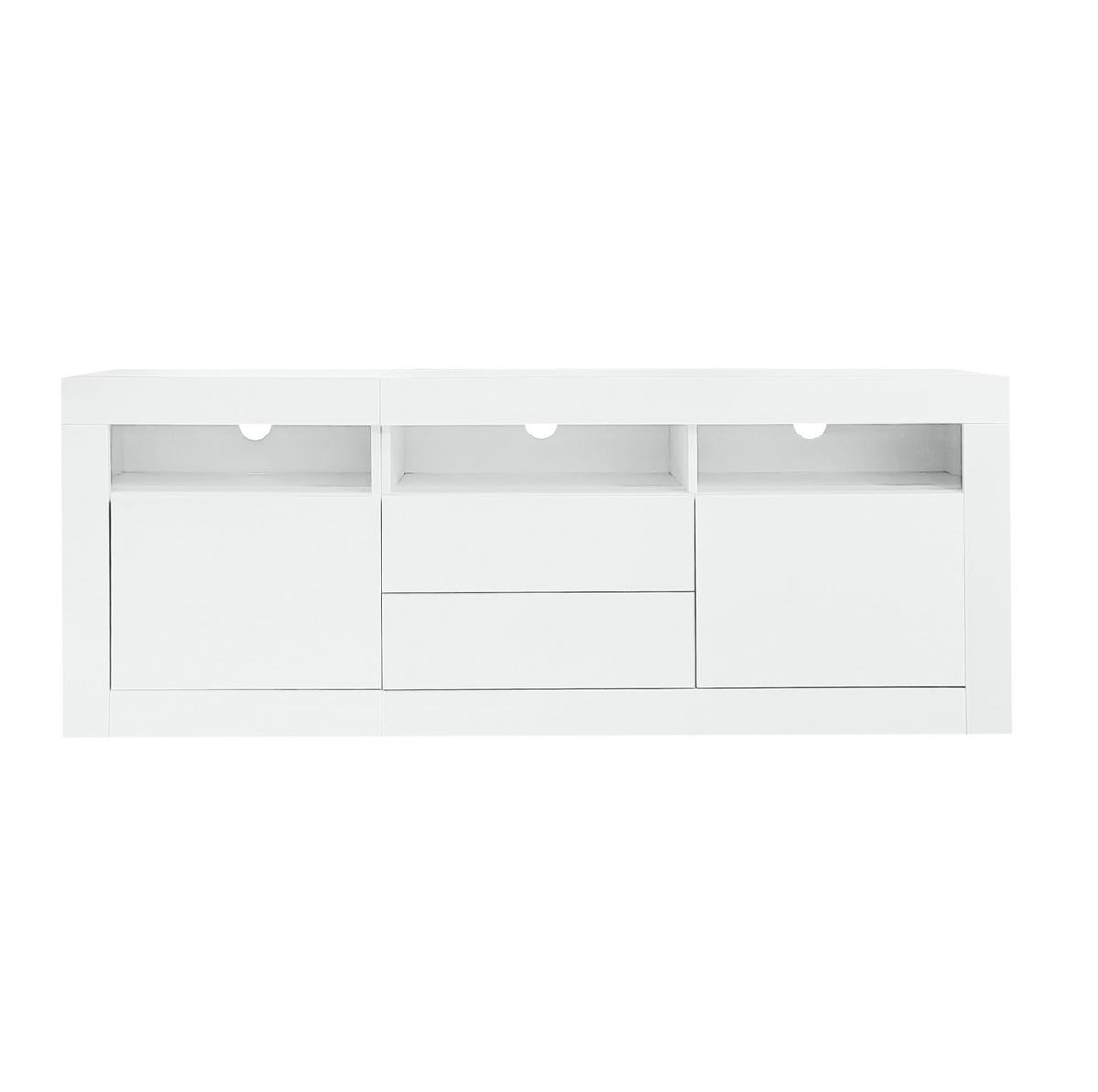 TV skrinka 160/35/60 cm biela s LED osvetlením a úložným priestorom z drevotriesky - biela, kompozitné drevo (160/60/35cm) - OKWISH