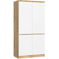 KLEIDERSCHRANK S90 4D, Artisan-Weiß, 90x51x180 cm - Eiche Artisan/Weiß, Holz (51/180/90cm) - Milordbikes