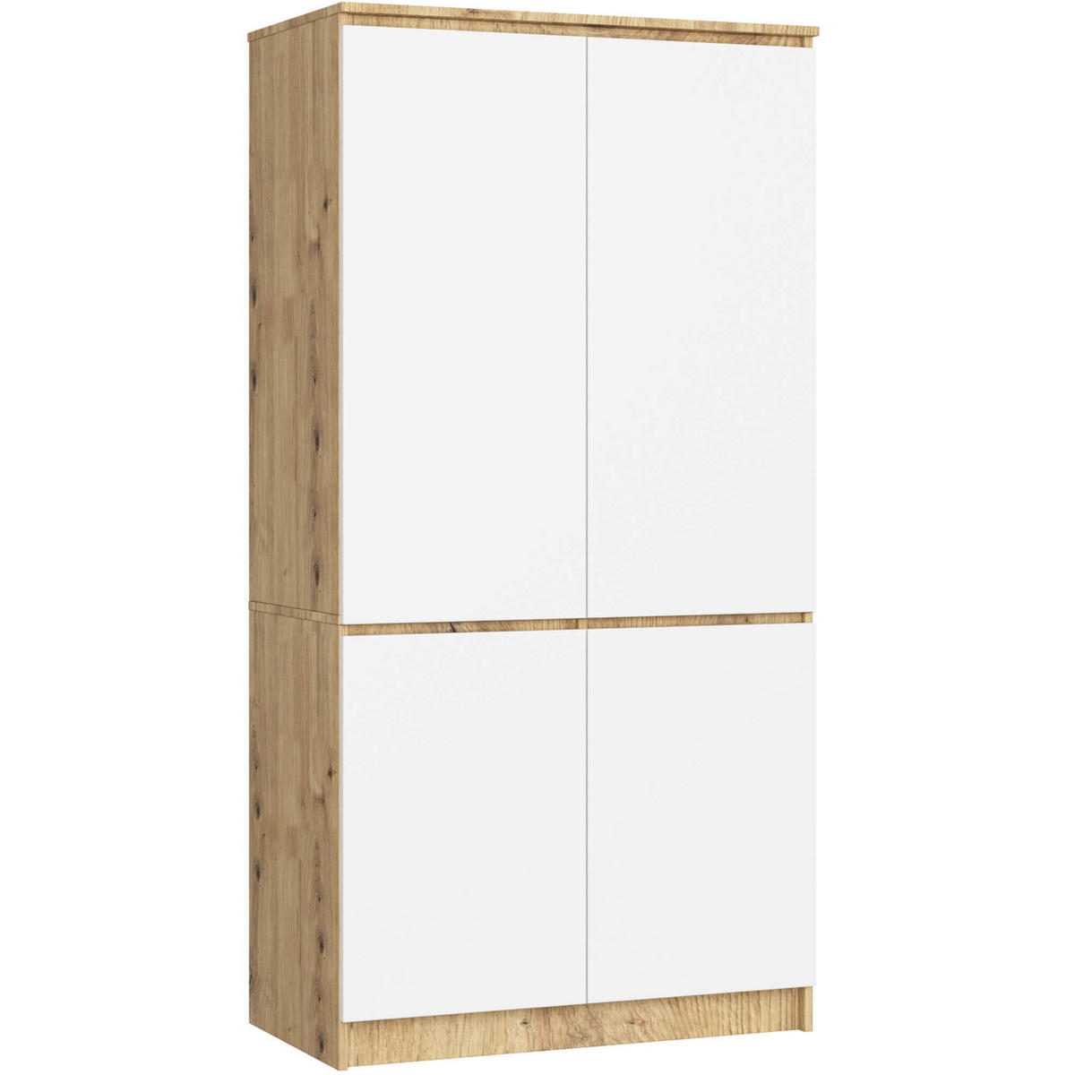 KLEIDERSCHRANK S90 4D, Artisan-Weiß, 90x51x180 cm - Eiche Artisan/Weiß, Holz (51/180/90cm) - Milordbikes