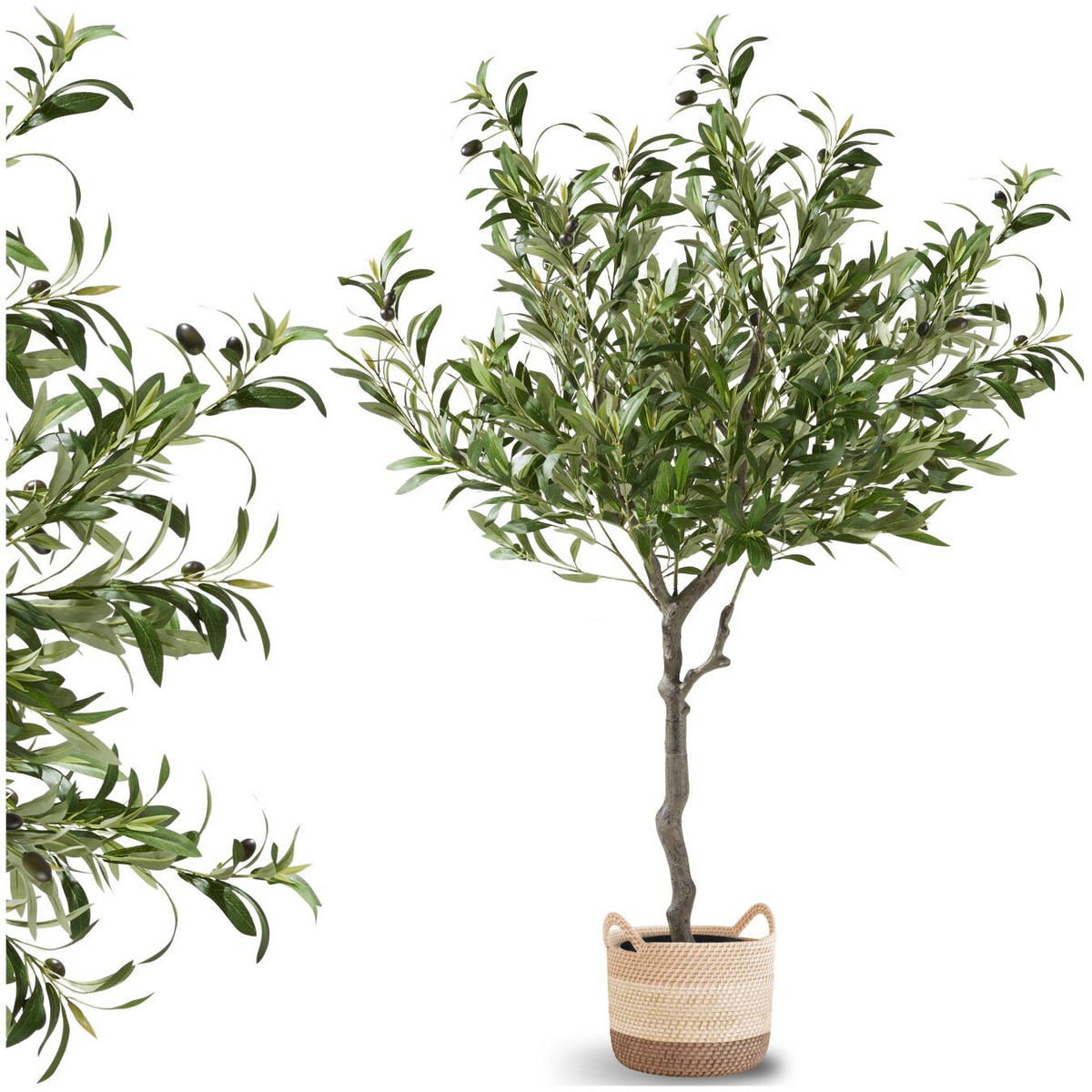 KÜNSTLICHER-OLIVENBAUM Oleand,stabiler Kunststoff-Blumentopf,grün - Grün, Kunststoff (120cm) - tectake