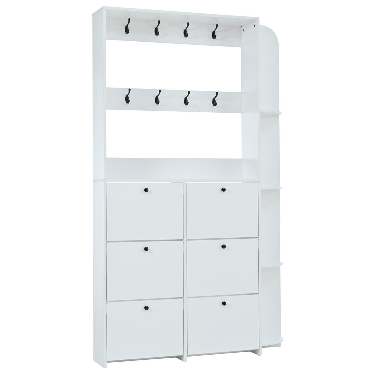 STANDGARDEROBE 120/24/200 cm mit 8 Haken und Schuhschrank in Weiß - Weiß, Holzwerkstoff (120/200/24cm) - BEAOK