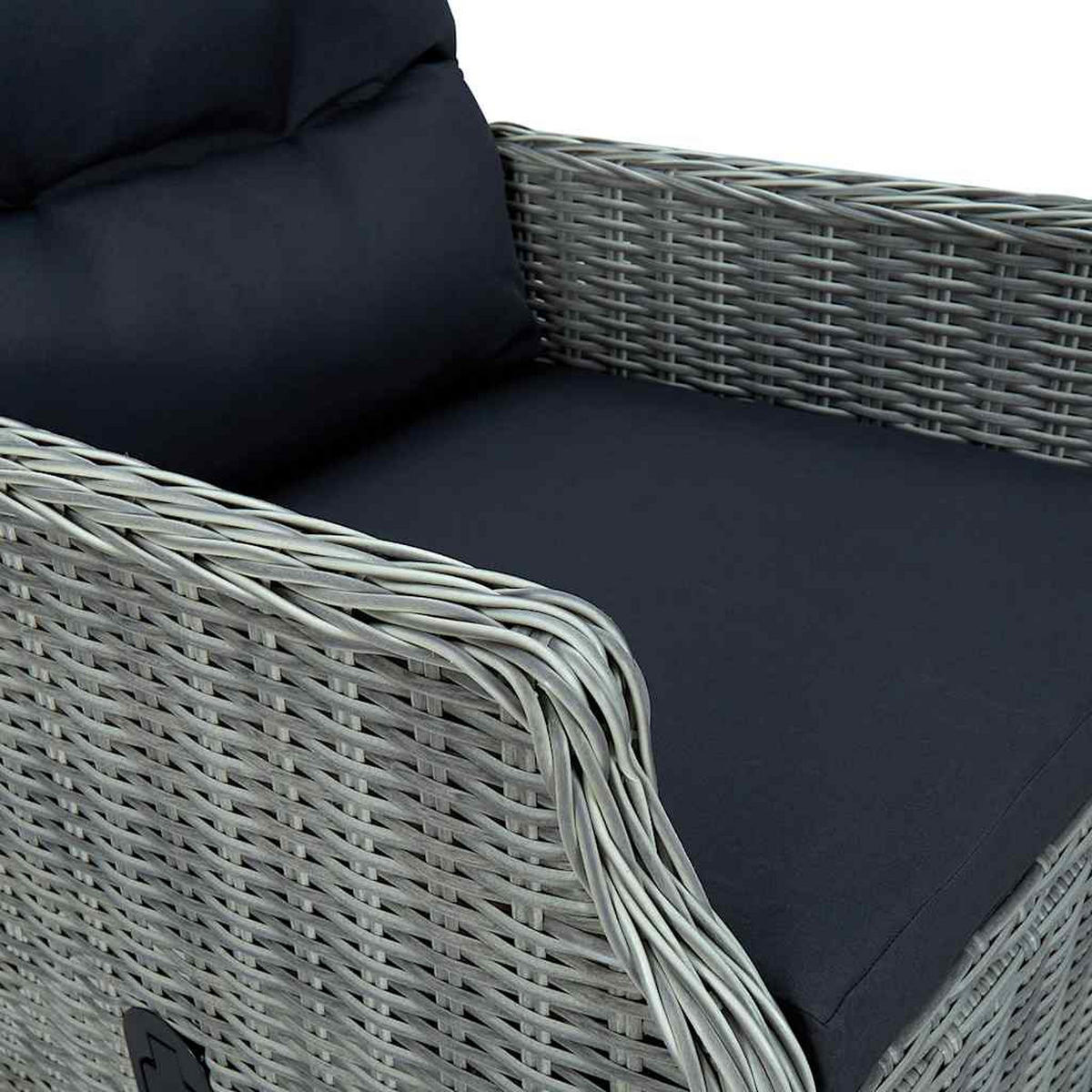 GARTENSESSEL mit verstellbarer Rückenlehne und Auflagen, 57/88/100 cm, aus Poly Rattan, Hellgrau - Hellgrau, Naturmaterialien/Textil (88/100/57cm) - vidaXL