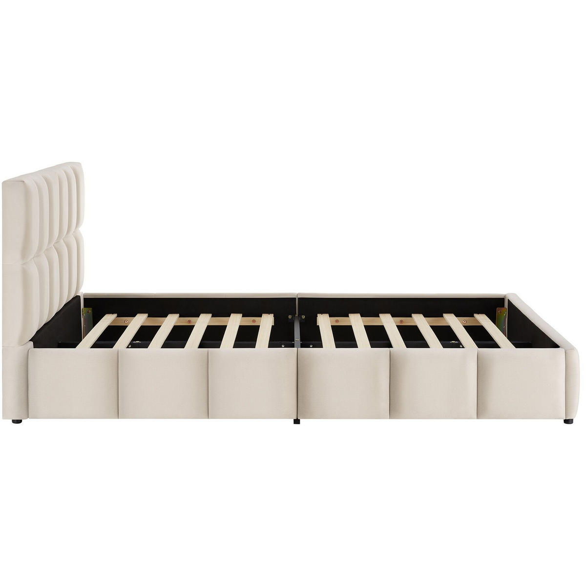 POLSTERBETT Shirley, Belastbarkeit 250 kg, Samtoptik sand - Gelb/Samtahornfarben, Holz (120/200cm) - tectake