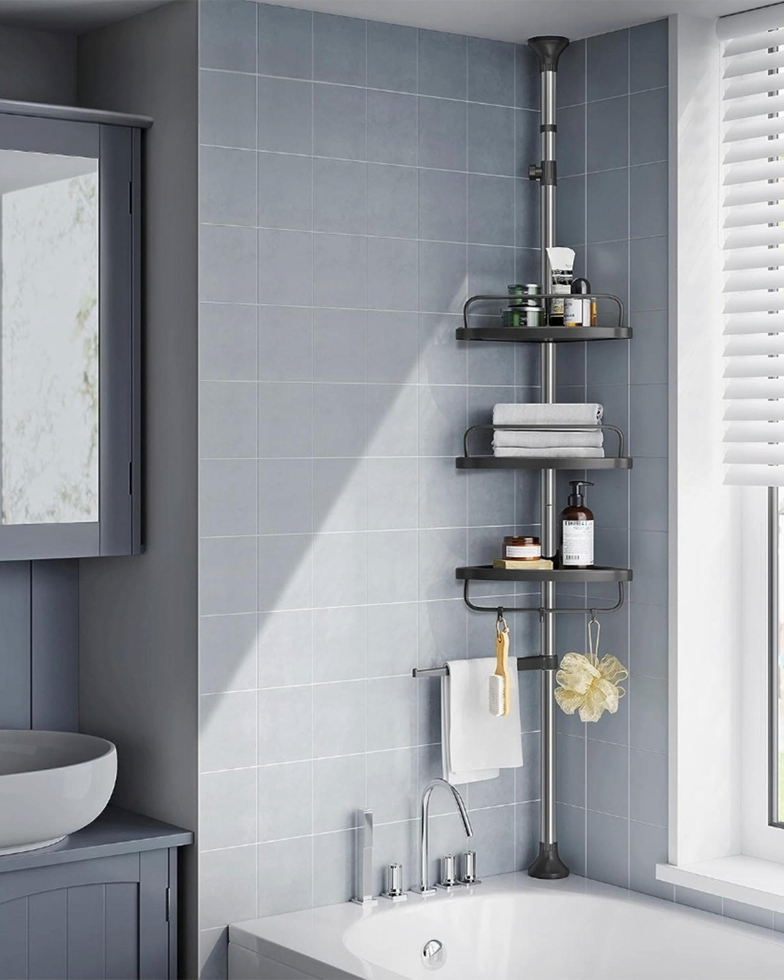 DUSCHREGAL ABUJA - Silberfarben, Kunststoff (34/300/24cm) - Hansiro