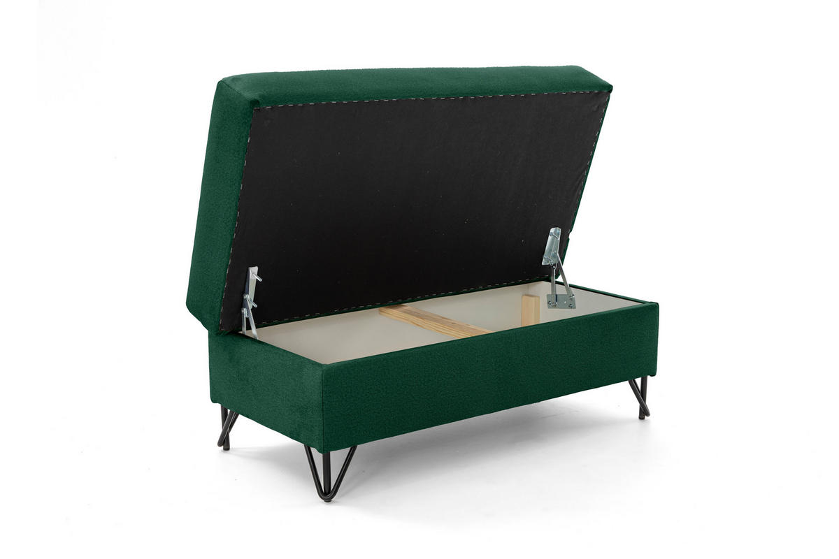 POUF JUNIOR 105x55 cm Velours Dunkelgrün - Dunkelgrün/Schwarz, Holz/Textil (105/43/55cm) - Muffo