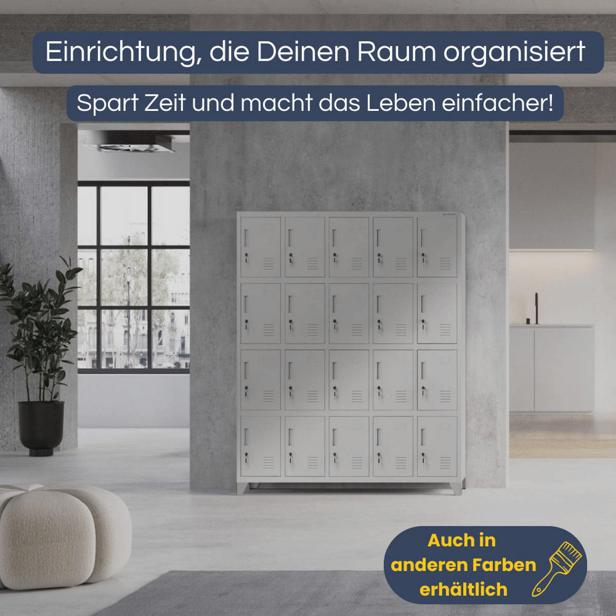 SCHLIESSFACHSCHRANK Spind TAMPA 20 Fächer172x136x45cm Anthrazit-Rot - Anthrazit, Metall (136/172/45cm) - DELUKE