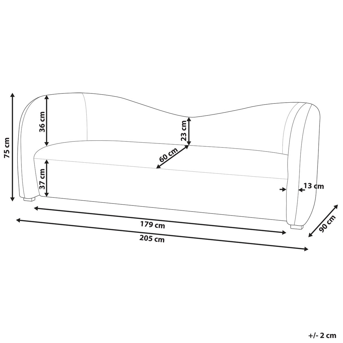 3-SITZER-SOFA Samtstoff Weiß Veltada - Weiß, Textil (205/75/90cm) - Beliani