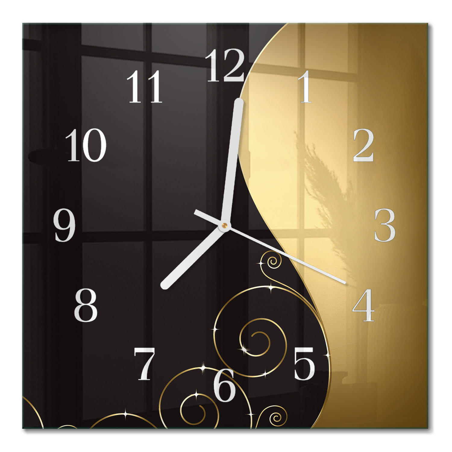 WANDUHR 30x30 cm - Abstrakte Kunst - Braun, Glas (30/30/0.4cm) - TULUP