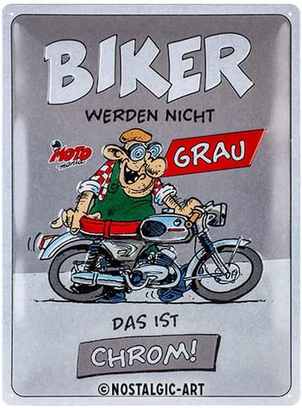 BLECHSCHILD 30/40 cm MOTOmania Biker werden nicht grau - Multicolor, Metall (30/40/0.2cm) - Nostalgic-Art