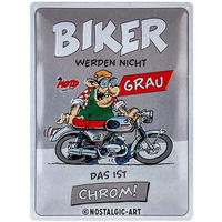 BLECHSCHILD 30/40 cm MOTOmania Biker werden nicht grau - Multicolor, Metall (30/40/0.2cm) - Nostalgic-Art