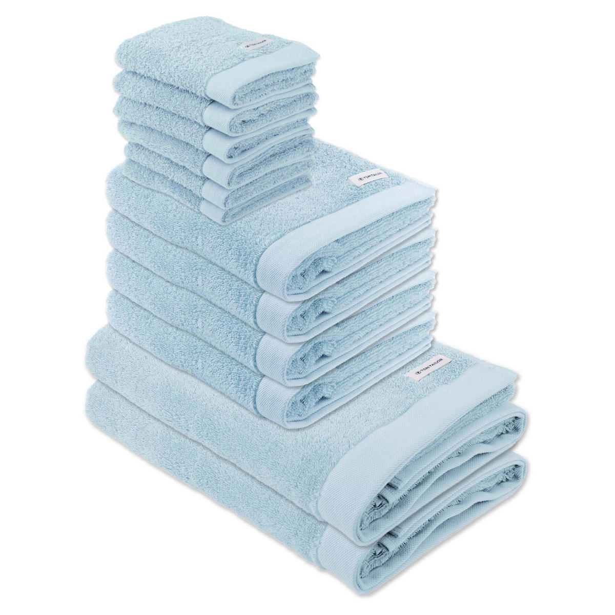 HANDTUCH-SET Color Bath, 12-tlg. Hellblau 100% Baumwolle - Hellblau, Naturmaterialien (60/120cm) - Tom Tailor