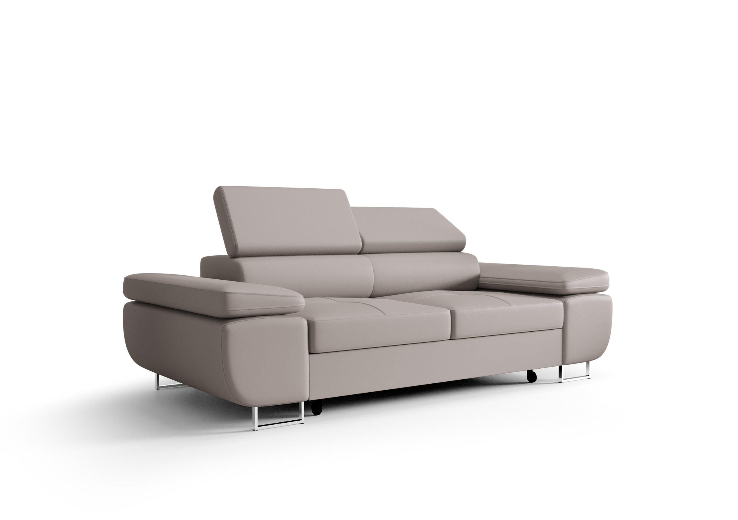 SCHLAFSOFA PRAGA 2, Sofa mit Schlaffunktion, Farbe: Hellgrau, Kunstleder - Hellgrau, Textil (208/90/100cm) - O-Sofa