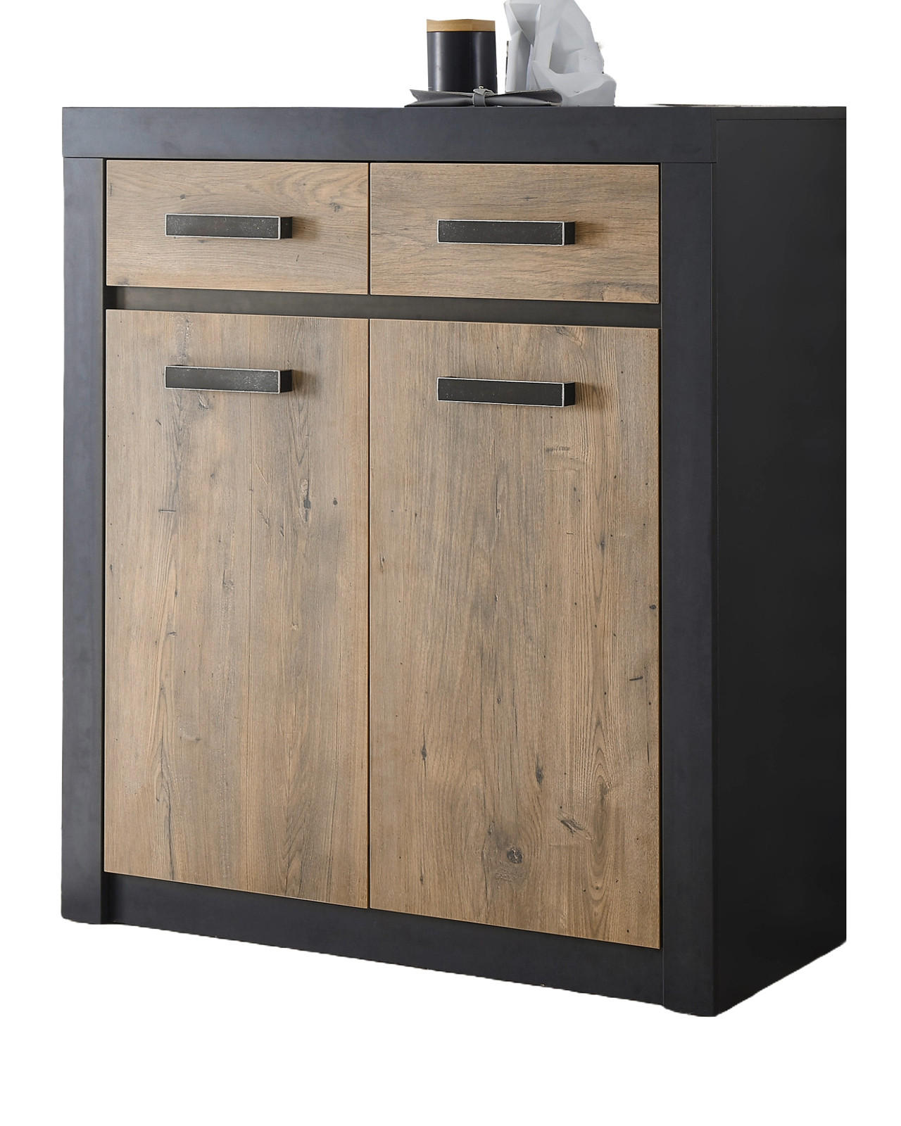 KOMMODE Kastanie und grau Fresco, 92 x 105 cm - Kastanienfarben/Dunkelgrau, Holzwerkstoff/Kunststoff (92/105/42cm) - Furn.Design