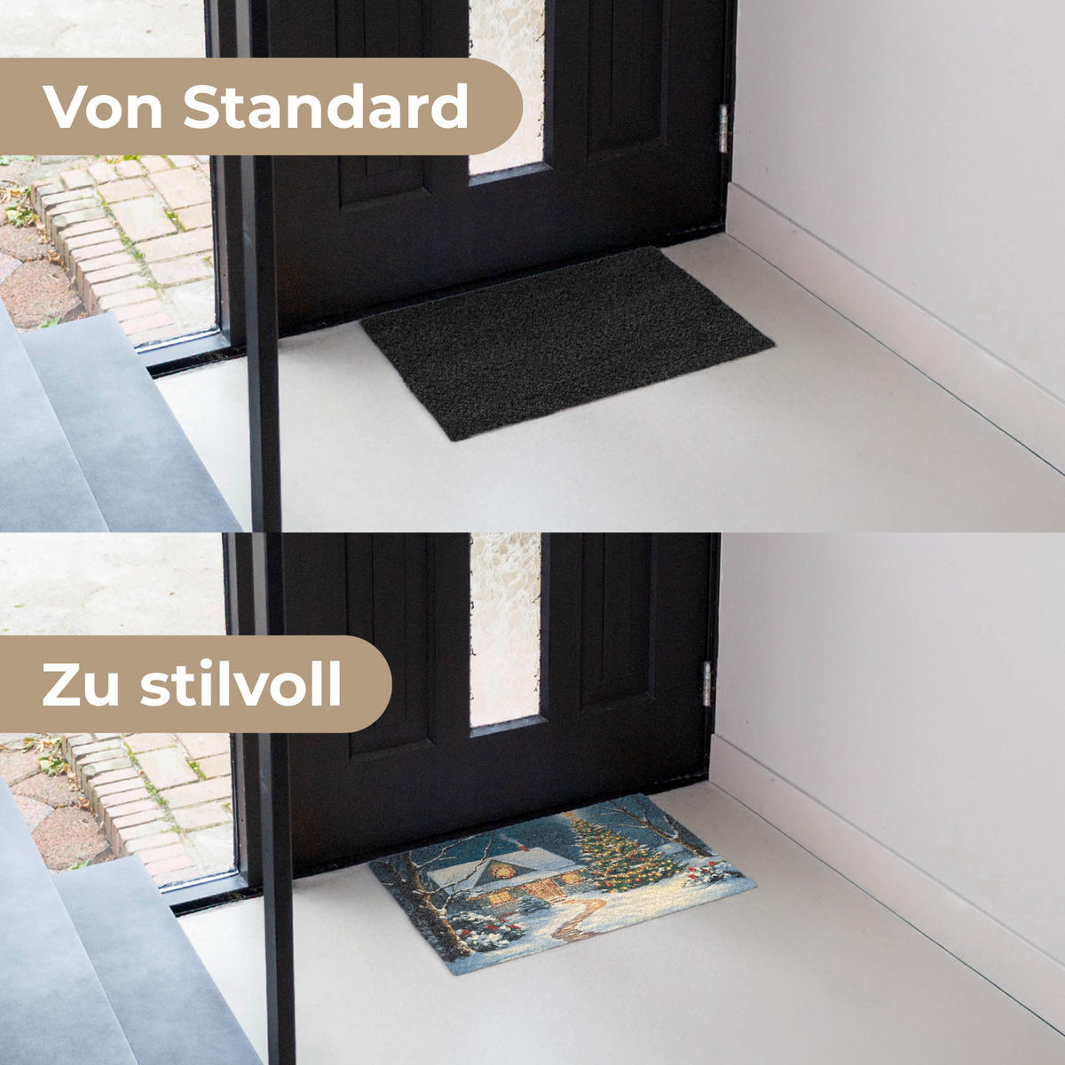 FUSSMATTE Weihnachten - Weihnachtsbaum - Winter - Zuhause - Schnee 60x40 cm - Multicolor, Kunststoff (60/0.4cm) - MuchoWow