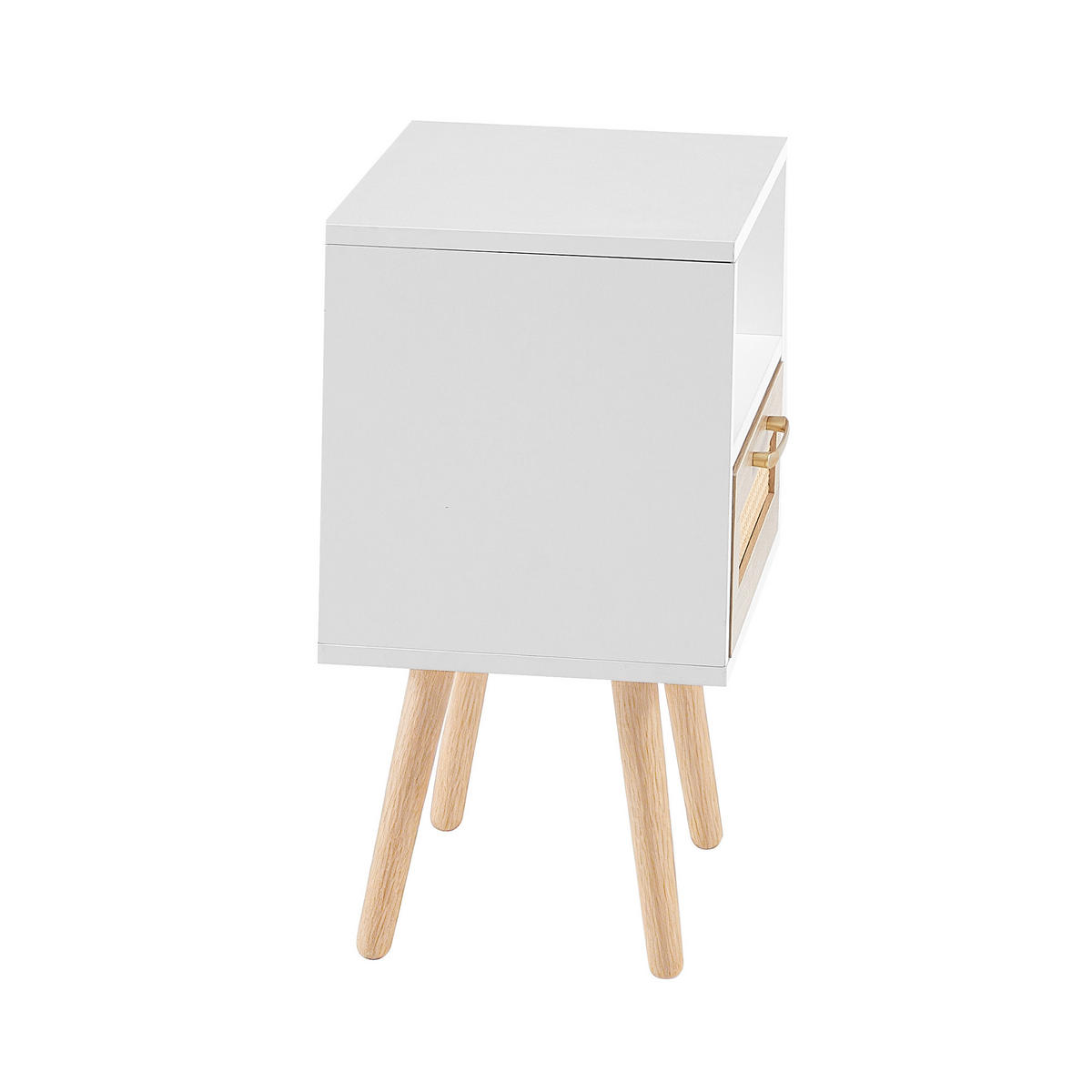 NACHTTISCH weiß rattan nachttisch mit schublade - Weiß, Holzwerkstoff (40/55/30cm) - Urban Meuble