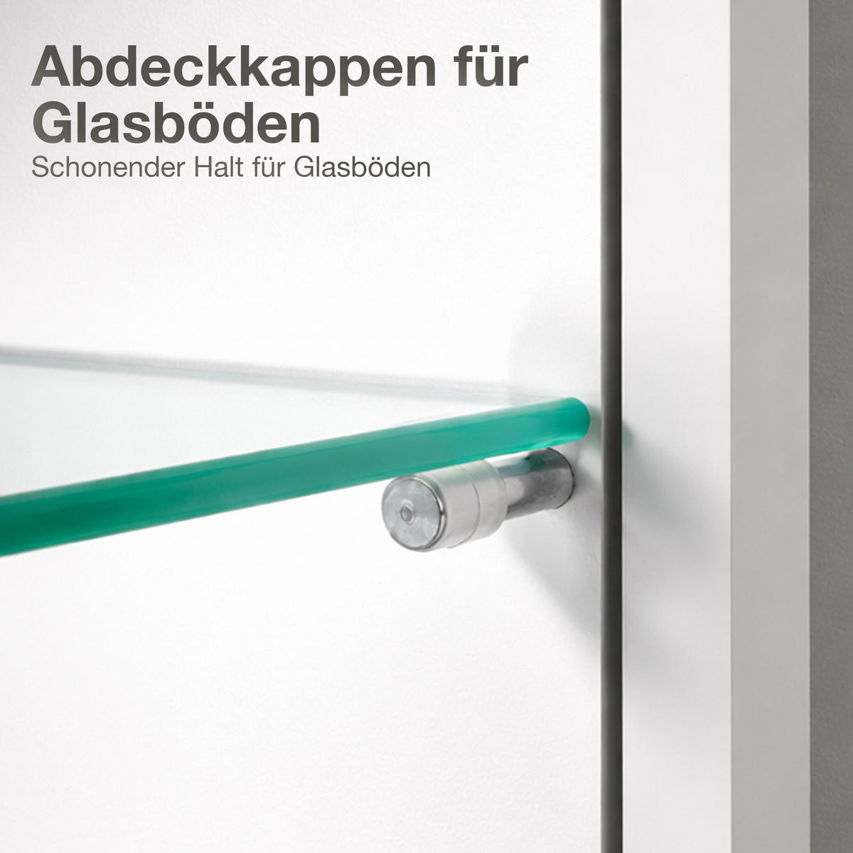 BODENTRÄGER 5x30 mm inkl Abdeckkappen für Glas und Holz - Silberfarben, Metall (0.3/0.5/1cm) - K-Möbel