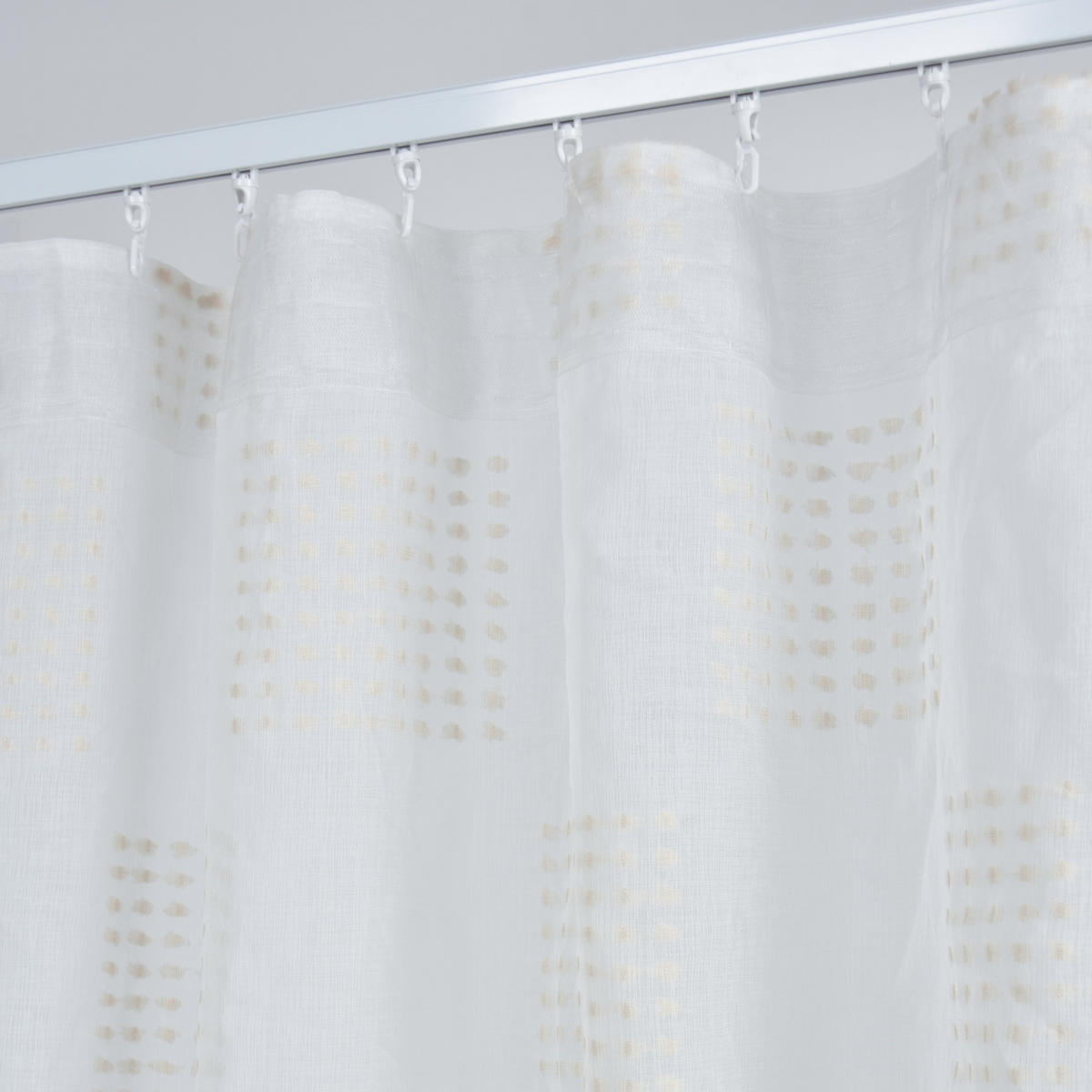 GARDINE VALENCIA HxB 245x145 cm Natur Taupe Geo - Weiß, Textil (145/245cm) - Gardinenbox