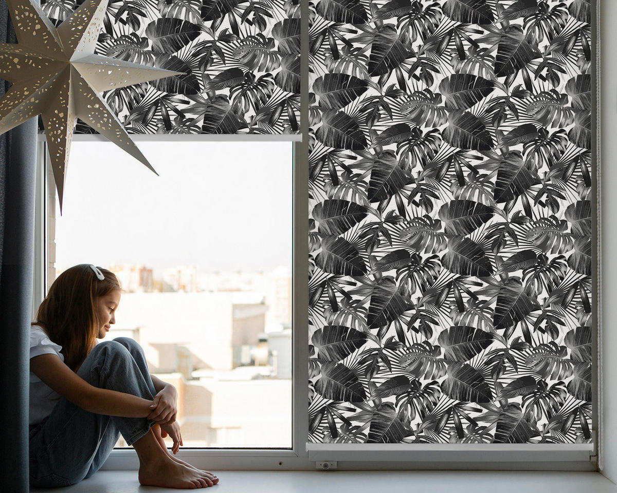 VNÚTORNÁ roleta - okenná roleta - roleta - 60x140 cm - Sivé listy - sivá, plast (60/140/0.5cm) - TULUP