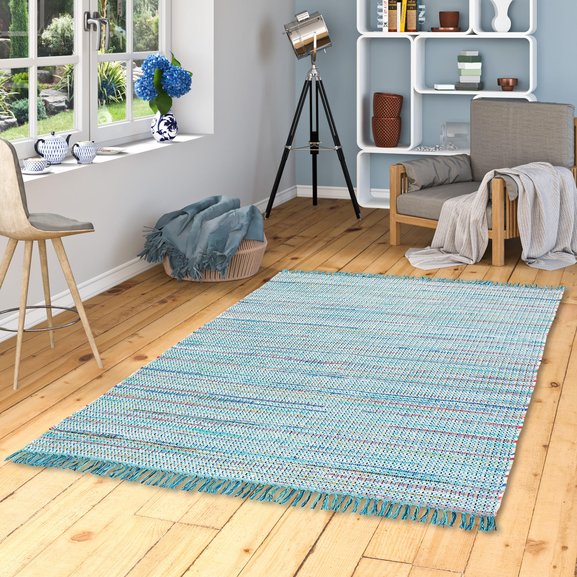 BAUMWOLLE NATUR TEPPICH CAYENNE - Blau, Textil (200/300cm) - Pergamon