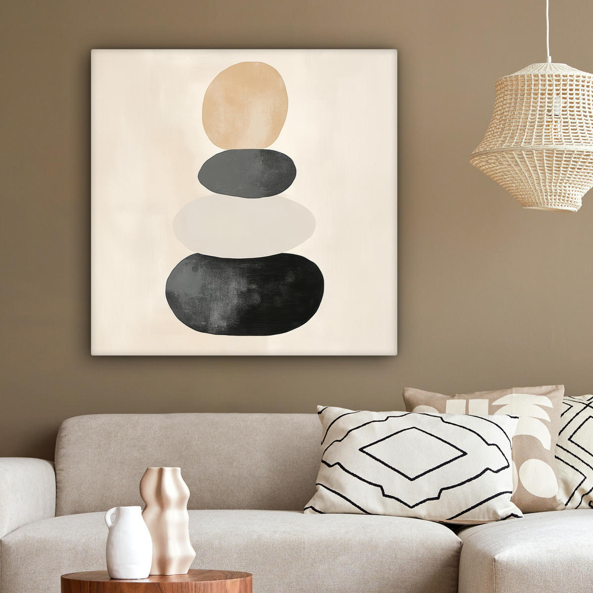 LEINWANDBILD Japandi - Wabi sabi - Beige 90x90 cm - Taupe, Textil (90/90cm) - MuchoWow