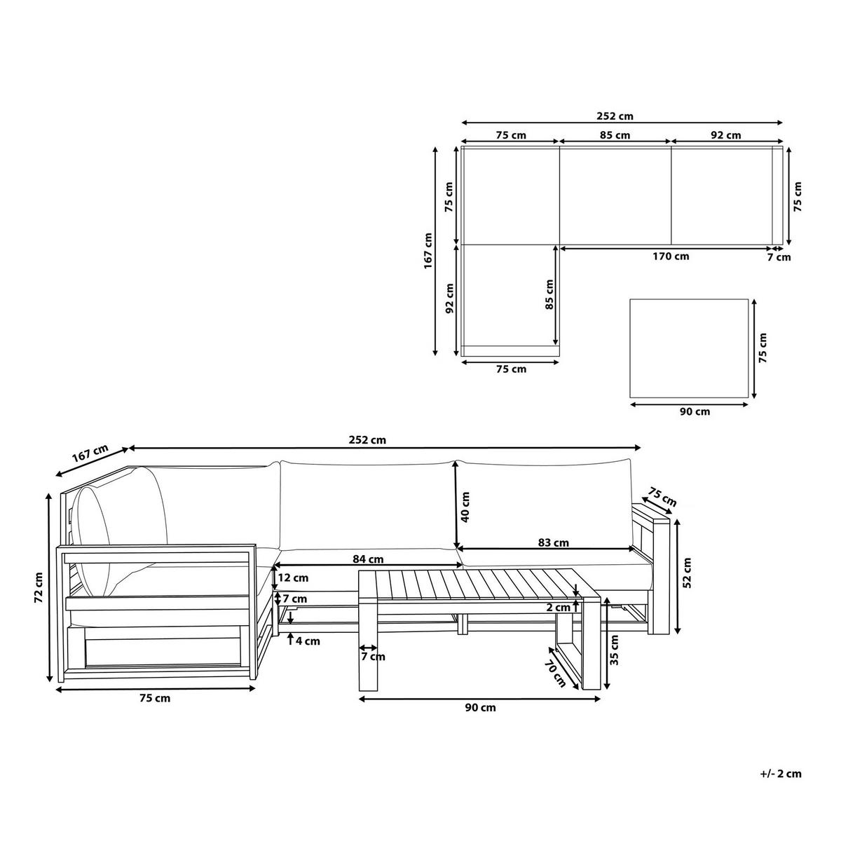 LOUNGE SET 4-Sitzer zertifiziertes Holz dunkelbraun linksseitig modular Timor II - Dunkelbraun, Holz - Beliani