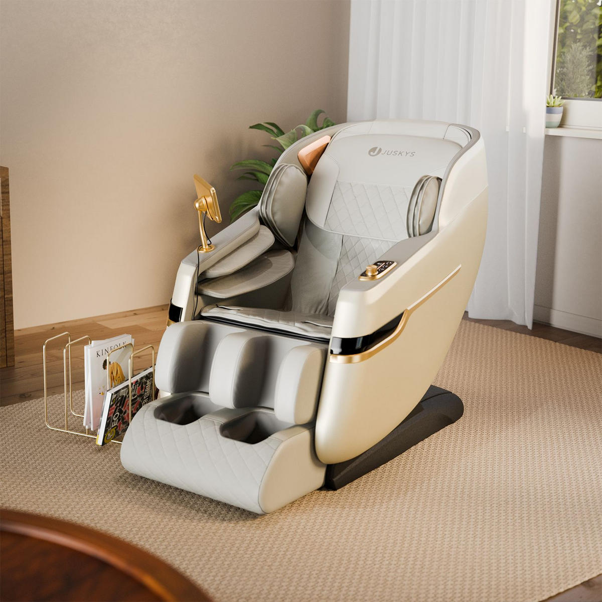 MASSAGESESSEL Naxos Weiß/Hellgrau - Hellgrau, Textil (75/105/142cm) - Juskys