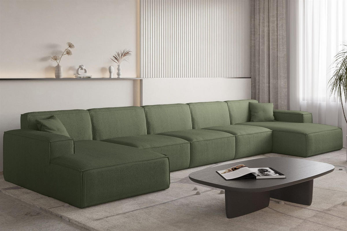 WOHNLANDSCHAFT Celes Premium Xl Scala - Jadegrün, Holzwerkstoff/Textil (462/73/165cm) - Fun Möbel