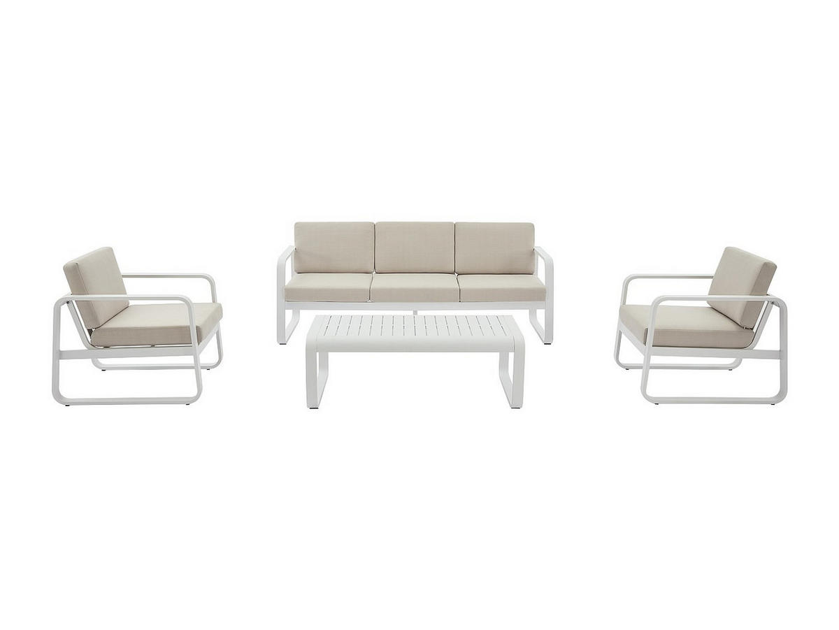 GARTENSITZGRUPPE im Set - 5 -Sitzer - Aluminium - weiß - LOMIA - Weiß, Metall - Vente-Unique