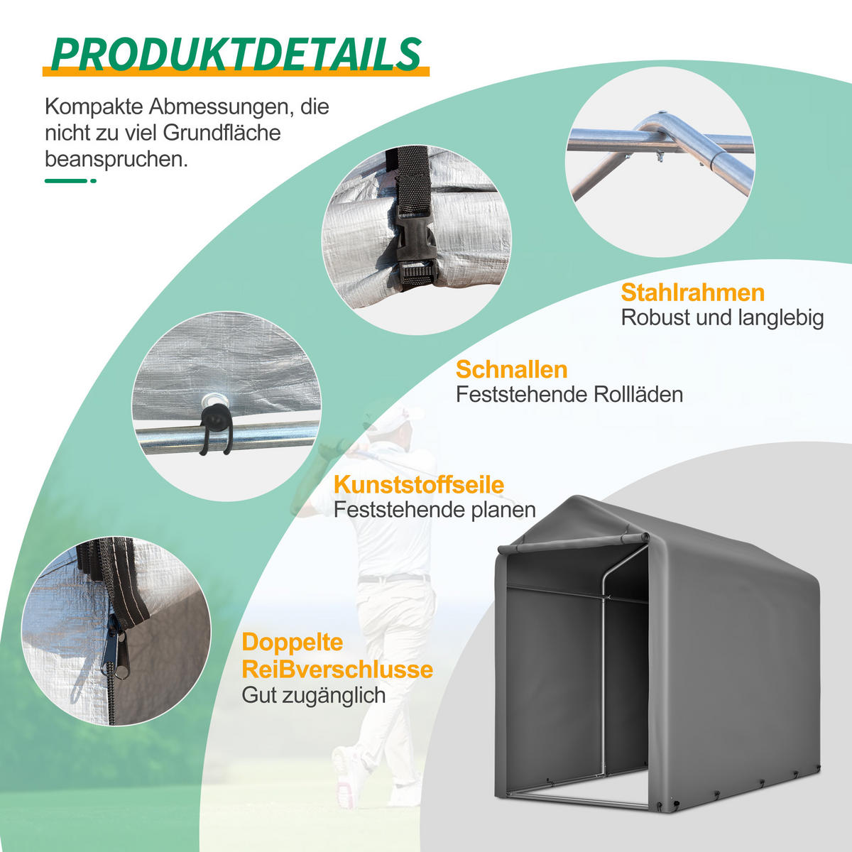 KLEINGARAGE aus verzinktem Stahl 187x100x160 cm in Dunkelgrau - Dunkelgrau, Metall (100/160/187cm) - Modfu