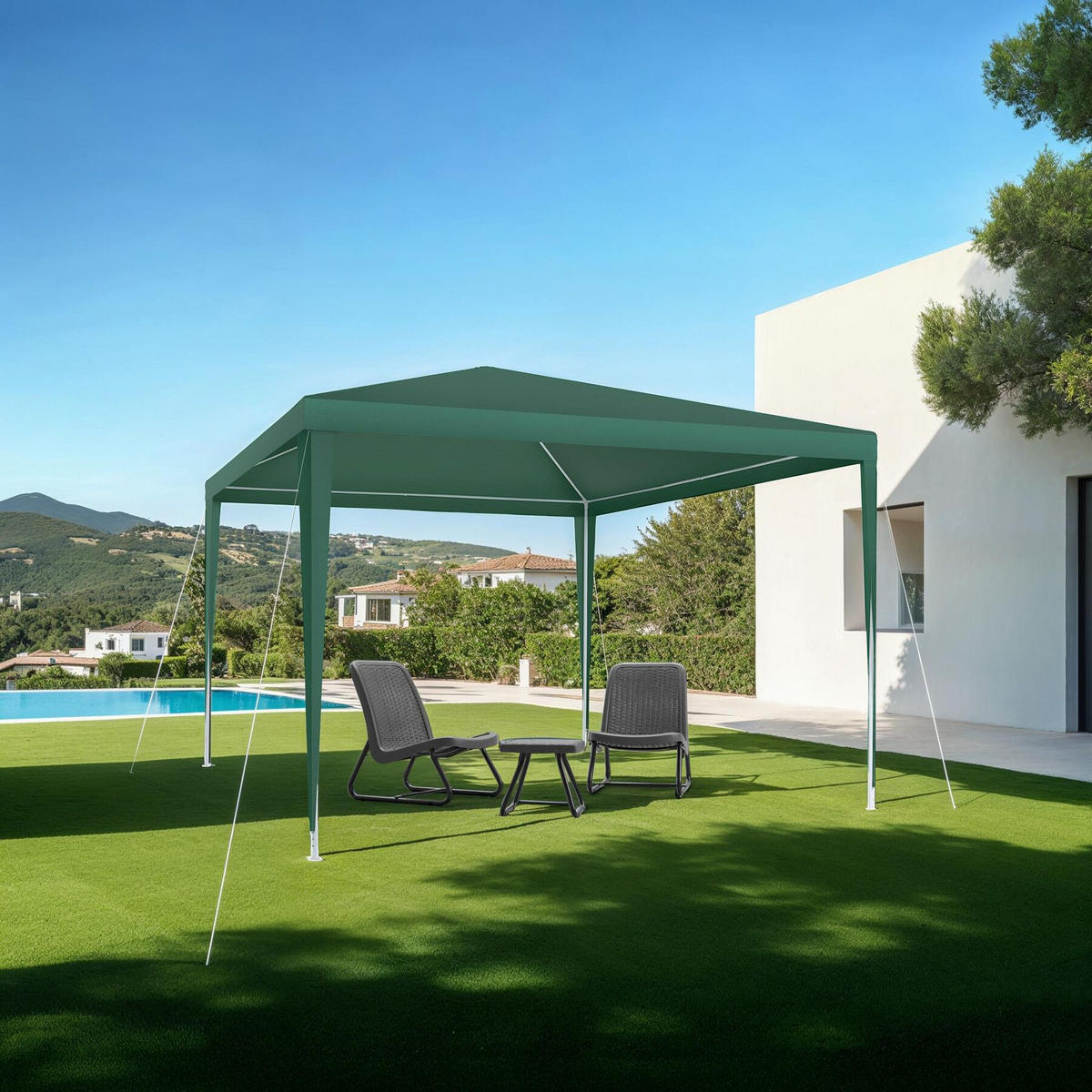 PAVILLON Farah,wasserdicht,grün - Grün, Kunststoff (300/250/300cm) - tectake