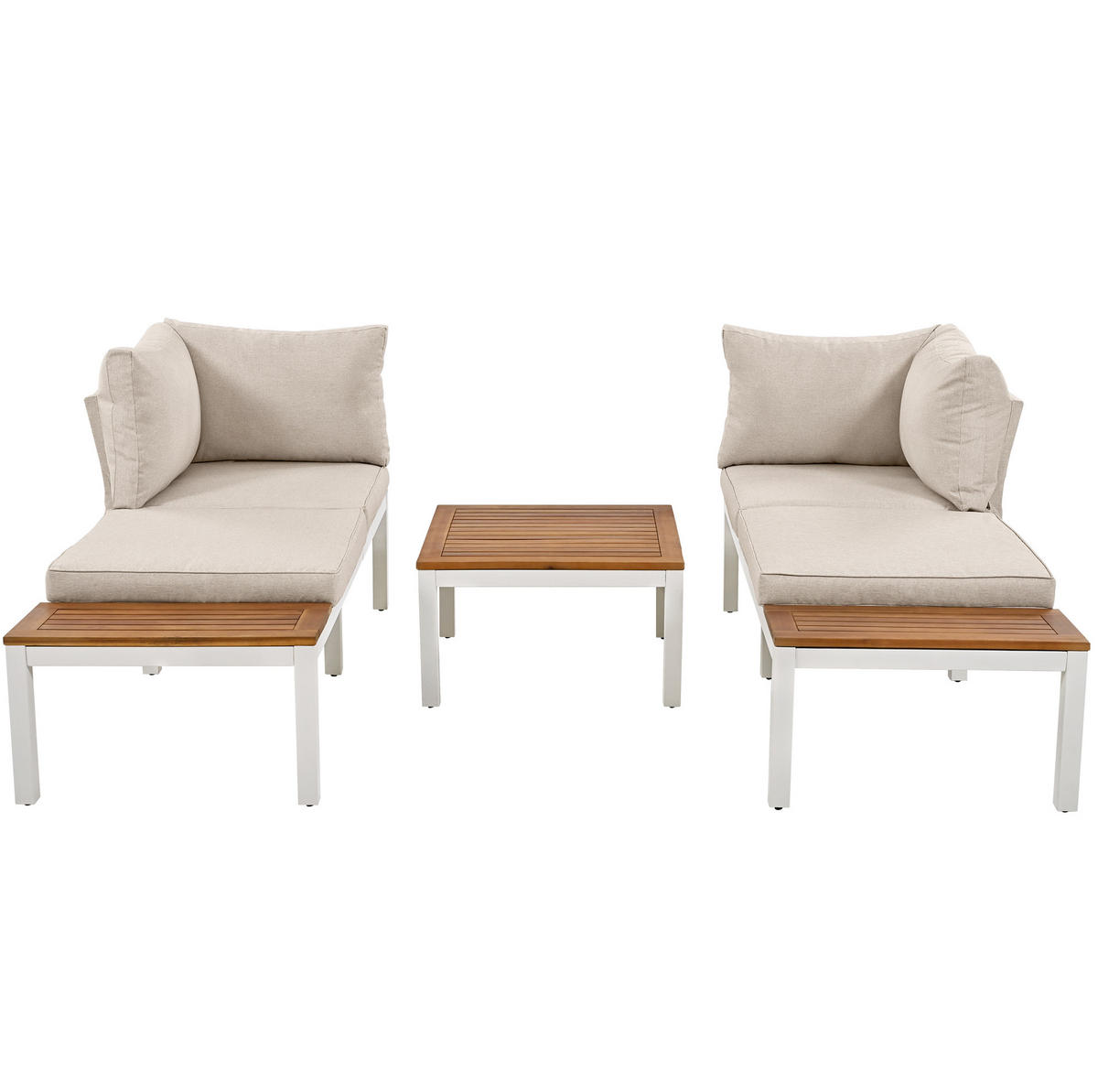VRTNI lounge set 120/60/66 cm bež od pocinčanog željeza s akacijom za terasu - bež, metal - OKWISH