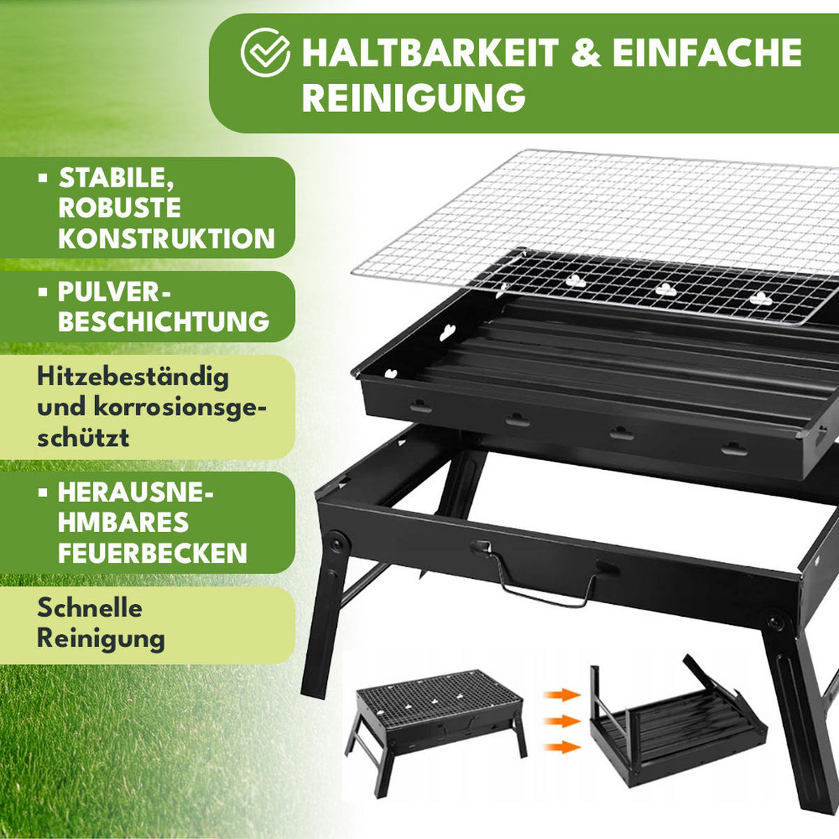 GRILL Camping Klappbar - Schwarz, Metall (35/20/27cm)
