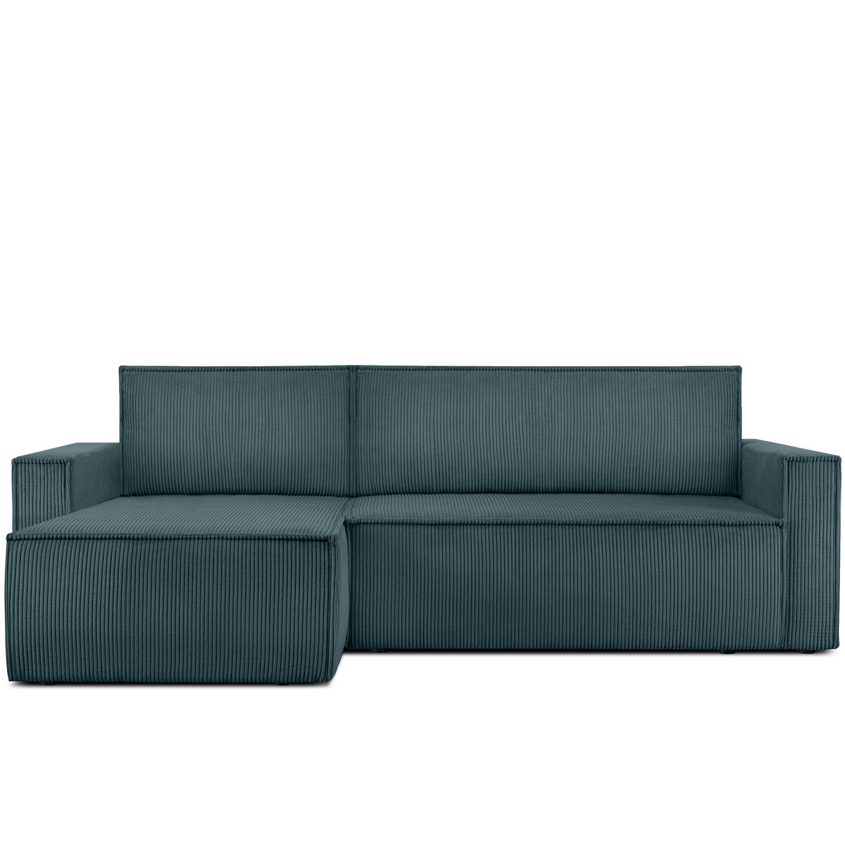 ECKSOFA-LINKS/RECHTS NAPI Schlaffunktion mit Cordbezug, Blau - Blau/Schwarz, Textil (246/148cm) - KONSIMO®