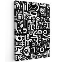 LEINWANDBILD Symbole - Abstrakt - Grafik - Schwarz Wanddeko 40x60 cm - Schwarz, Textil (40/60cm) - MuchoWow