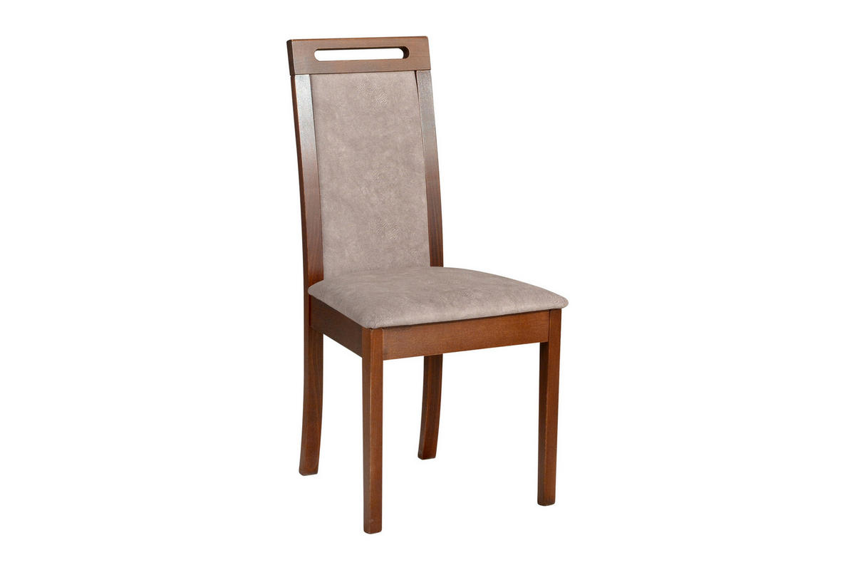 ESSZIMMERSTUHL - Set 4x Roma 6, nussbaum, dora 22  - Beige/Nussbaumfarben, Holz (45/96/41cm) - Leaf Design