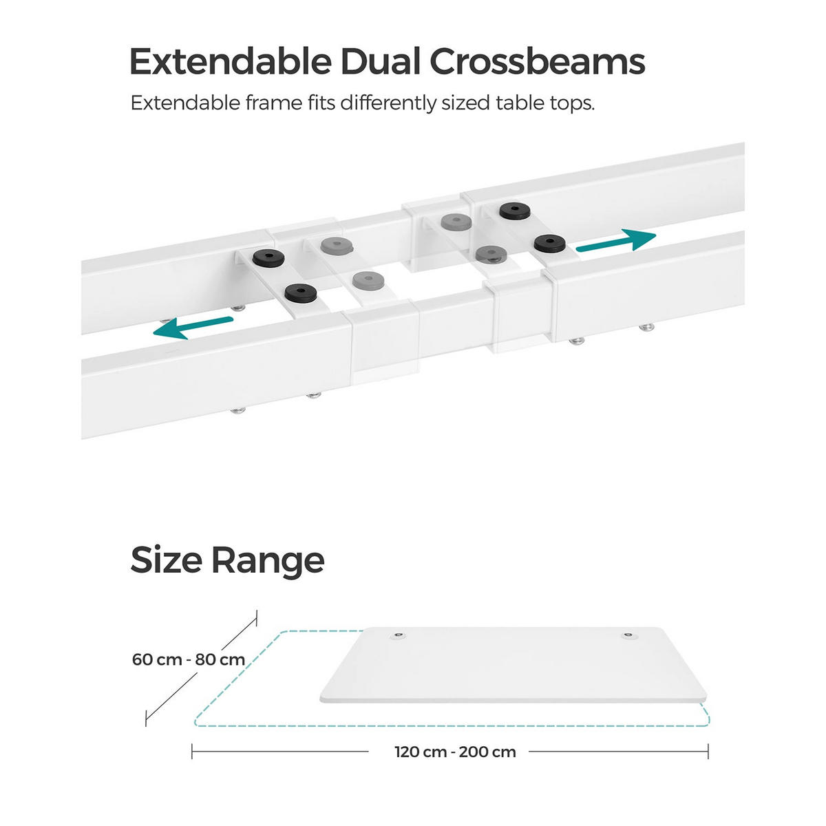 HÖHENVERSTELLBARER Schreibtisch Nuuk - Weiß, Metall (60/175/115cm) - Hansiro