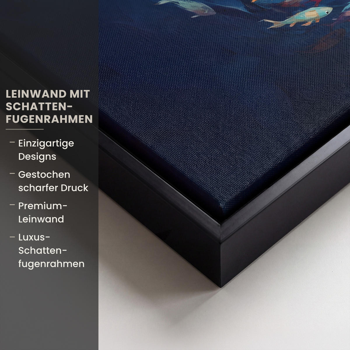 LEINWAND Bilder mit Rahmen - Meer - Fische - Bunt - Dynamisch - 30x20 - Hellblau, Textil (30/20cm) - MuchoWow