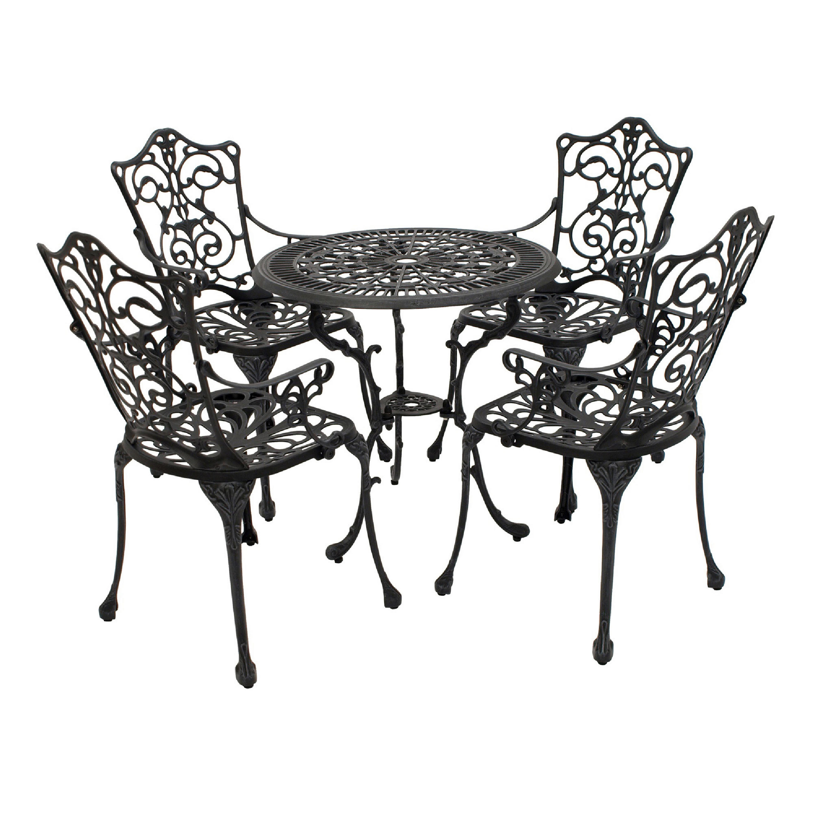 BISTROSET Boulder - Jugendstil - 5-teilig, Aluguss antik grau - Grau, Metall - TPFGarden