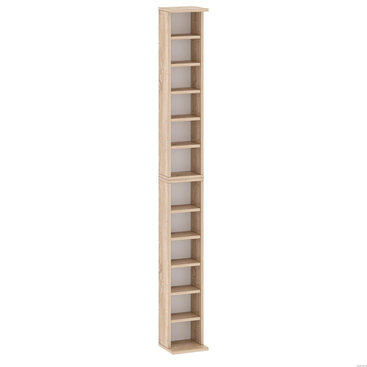 CD/DVD REGAL Spanplatten Weiß 183,6 cm - Sonoma Eiche, Holzwerkstoff (21/184/20cm) - Target Home