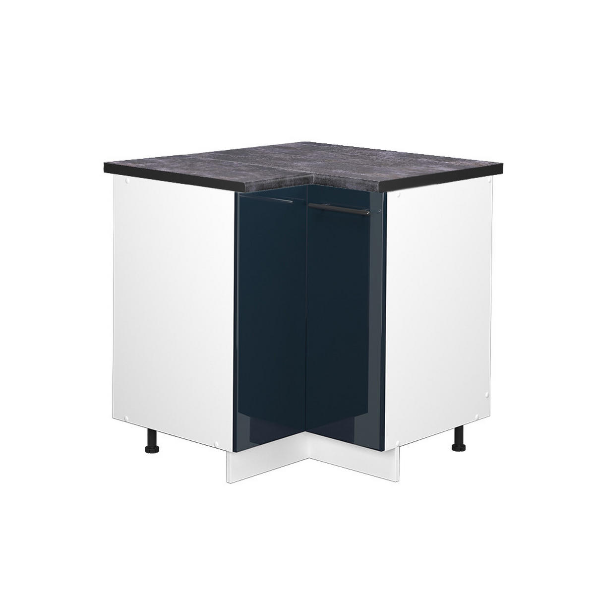 ECKUNTERSCHRANK Fame-Line Dunkelblau Hochglanz 80.5 cm, AP Anthrazit - Weiß/Dunkelblau, Holzwerkstoff (80.5/82/60cm) - Vicco