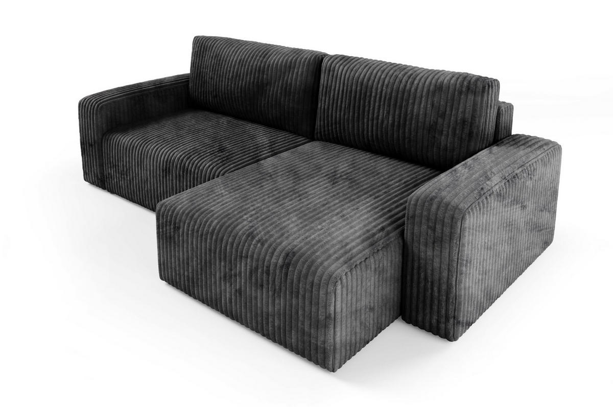 ECKSOFA mit Schlaffunktion Cord Schwarz - Schwarz, Textil (244/149cm) - Furnisell
