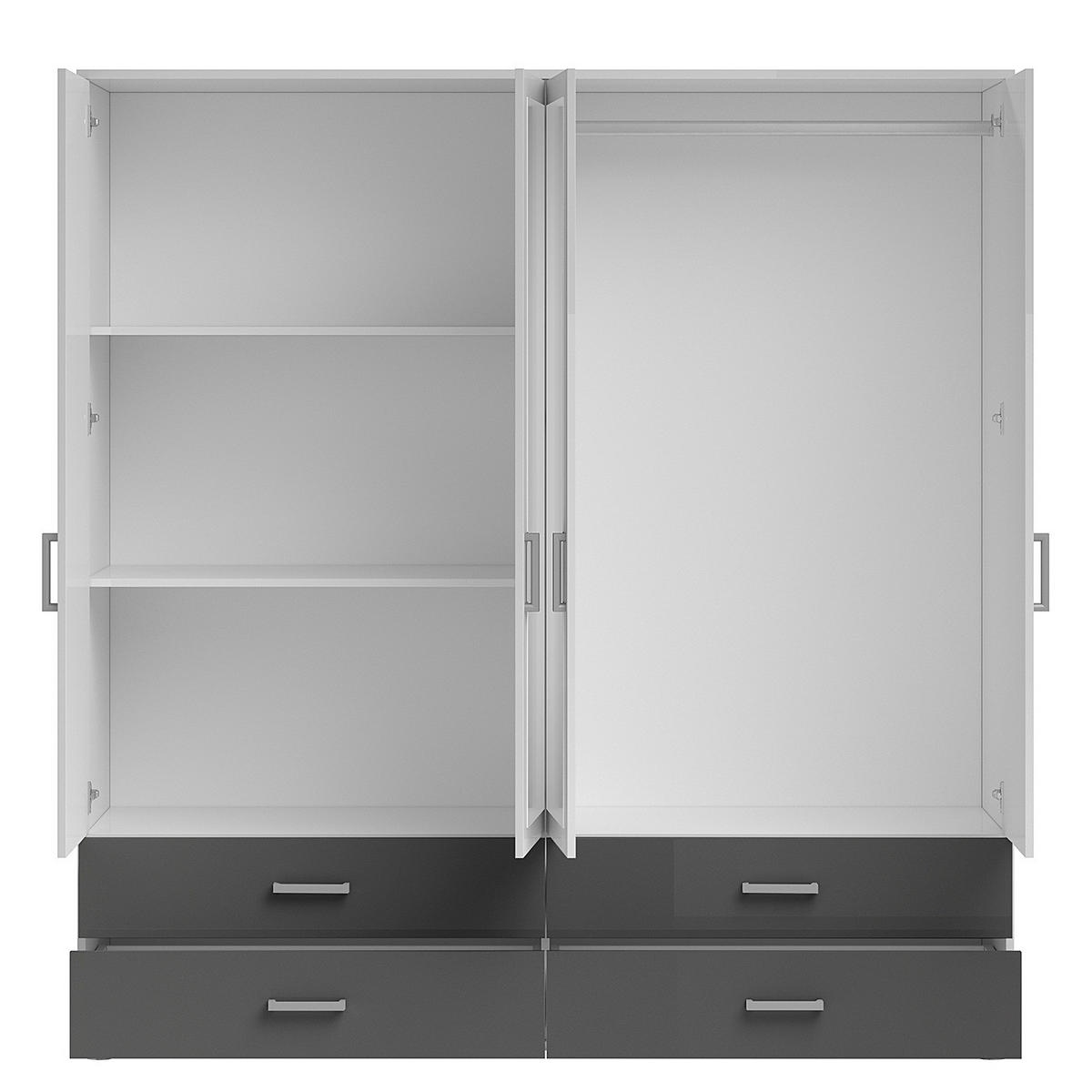 DREHTÜRENSCHRANK mit Spiegeltüren - Silberfarben/Graphitfarben, Holzwerkstoff/Kunststoff (180/190/51cm) - home24
