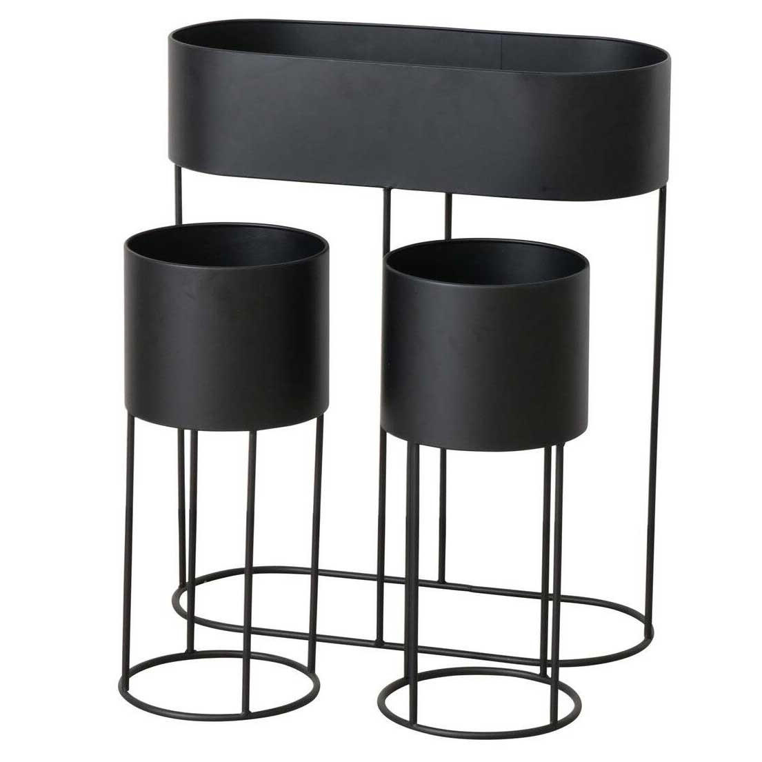 BLUMENSTÄNDER Metall AURELA 3er-Set - Schwarz, Metall (65/29/76cm)