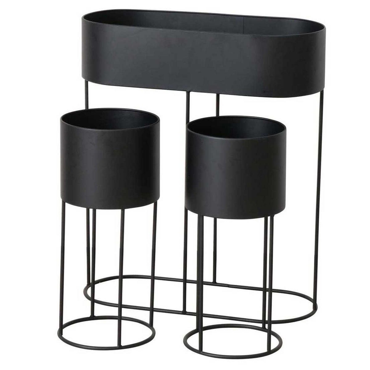 BLUMENSTÄNDER Metall AURELA 3er-Set - Schwarz, Metall (65/29/76cm)