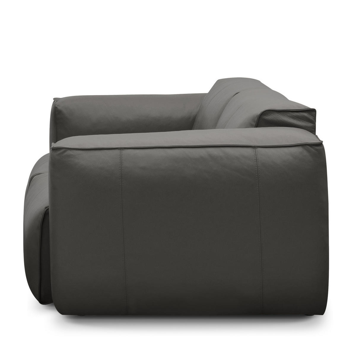 3-SITZER SOFA - Schwarz/Grau, Leder/Kunststoff (251/71/102cm) - home24