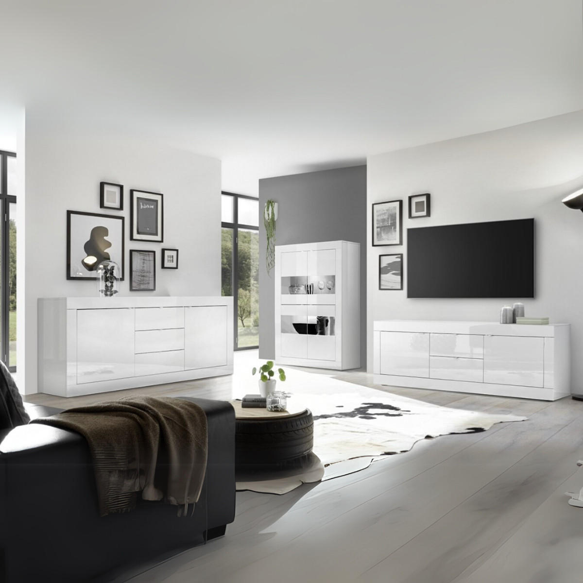 Thumbnail - Calicosy Sideboard, Weiß, Holzwerkstoff, 42x85.8x210 cm, Wohnzimmer, Kommoden & Sideboards, Sideboards