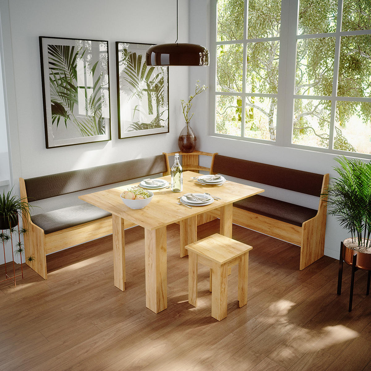 ESSZIMMER-ECKBANK Roman Sandeiche 166.6 x 41.5 cm - Anthrazit/Eiche Wotan, Holzwerkstoff (41.5/80/166.6cm) - Vicco