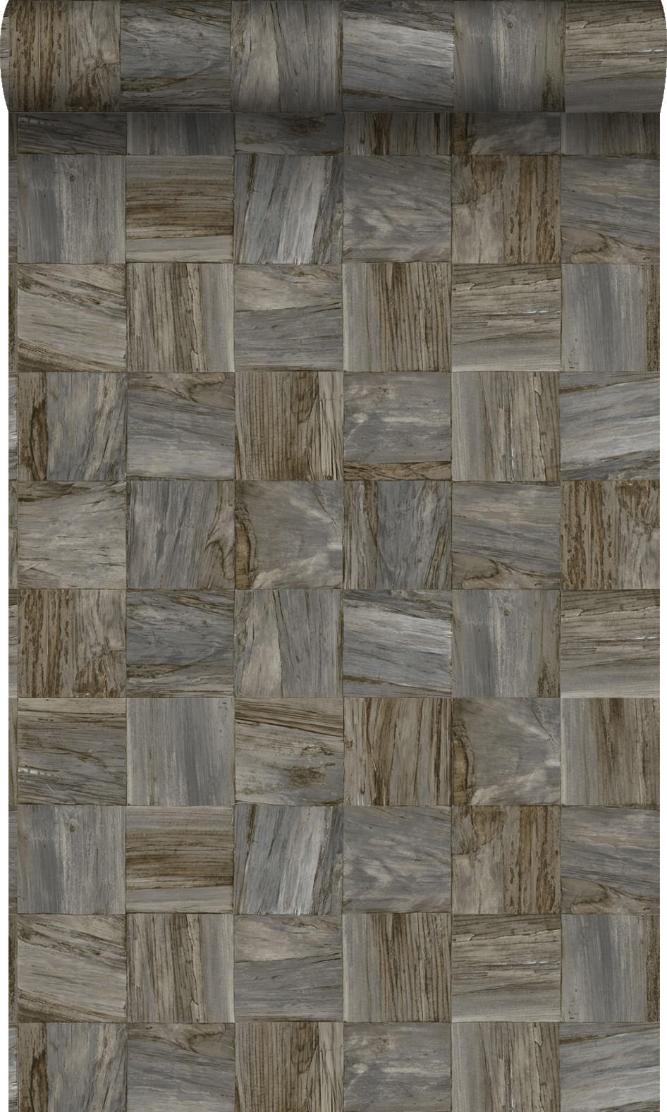 TAPETE quadratische Holzstücke 53 cm x 10.05 m - Braun, Papier (53/1000cm) - Origin Wallcoverings