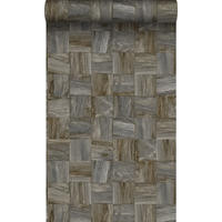 TAPETE quadratische Holzstücke 53 cm x 10.05 m - Braun, Papier (53/1000cm) - Origin Wallcoverings
